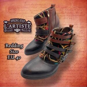 Spring Step L'Artiste Redding Multicolor Ankle Boots Size EU 40 Brown